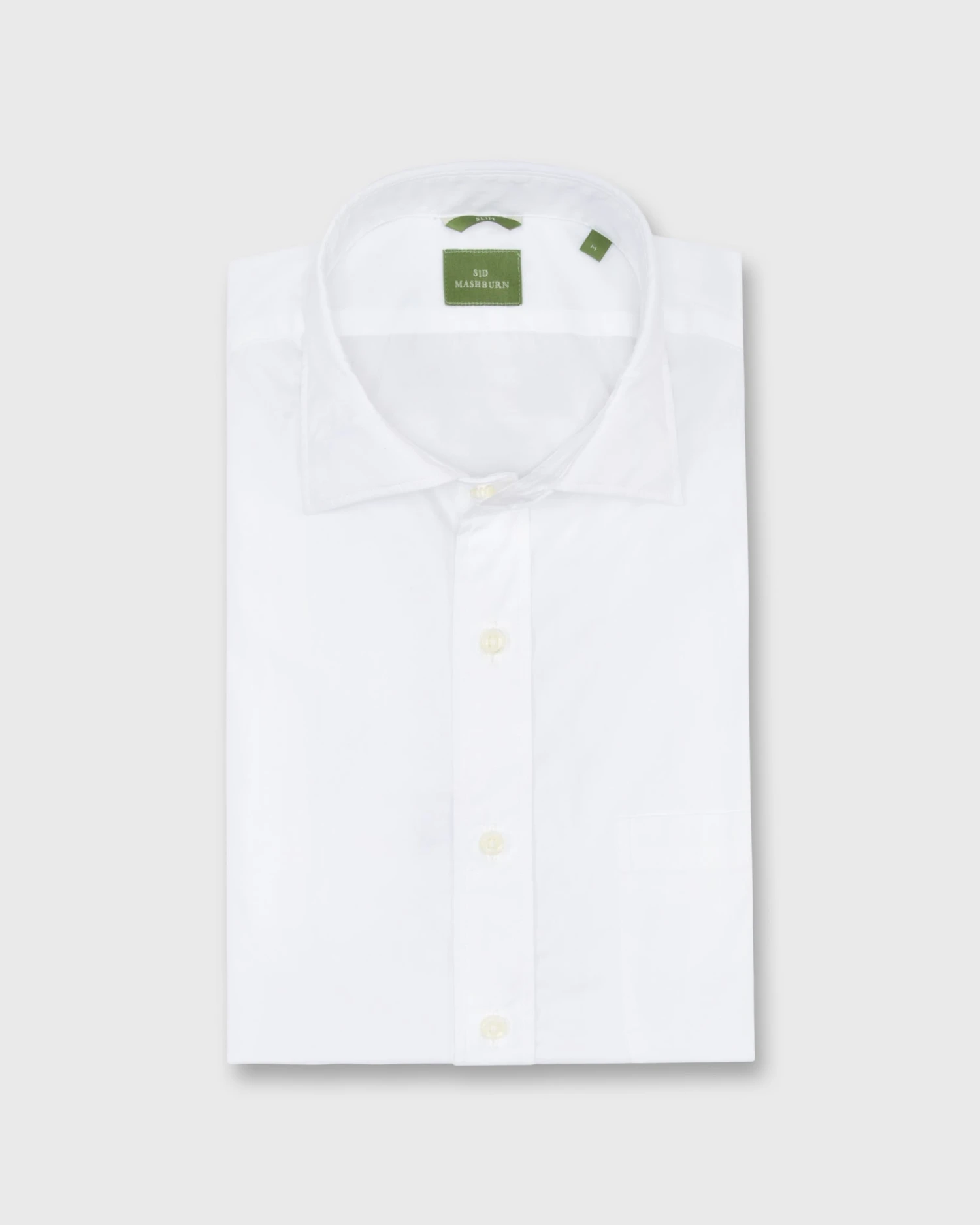Slim-Fit Spread Collar Sport Shirt In White Poplin 1 Slim-Fit Spread Collar Sport Shirt In White Poplin