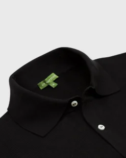 Long-Sleeved Rally Polo Sweater In Black Cotton -fashion S53561 2