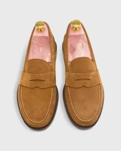 Handsewn Penny Loafer In Tobacco Suede