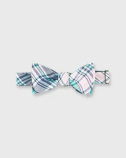 Cotton Woven Bow Tie In Navy/Pink/Aqua Madras