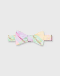 Cotton Woven Bow Tie In Pale Olive/Pink Multi Madras