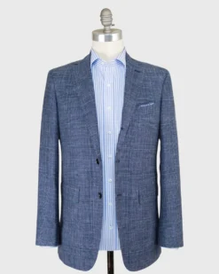 Virgil No. 3 Jacket In Navy/Sky/Spruce Glen Plaid Rustic Wool Blend Hopsack -fashion S53987 1