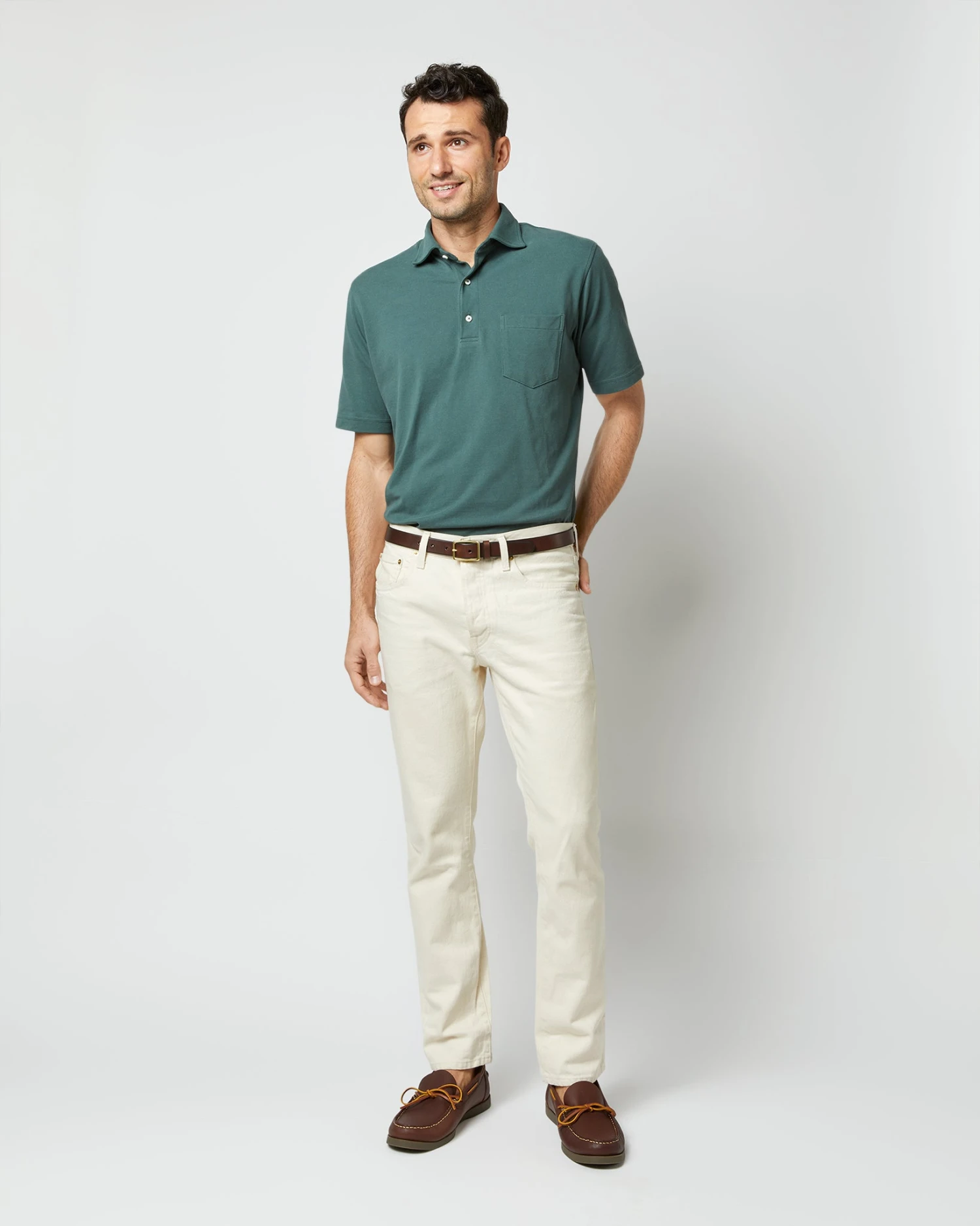 Short-Sleeved Polo In Dark Spruce Pima Pique 2 Short-Sleeved Polo In Dark Spruce Pima Pique - Image 2
