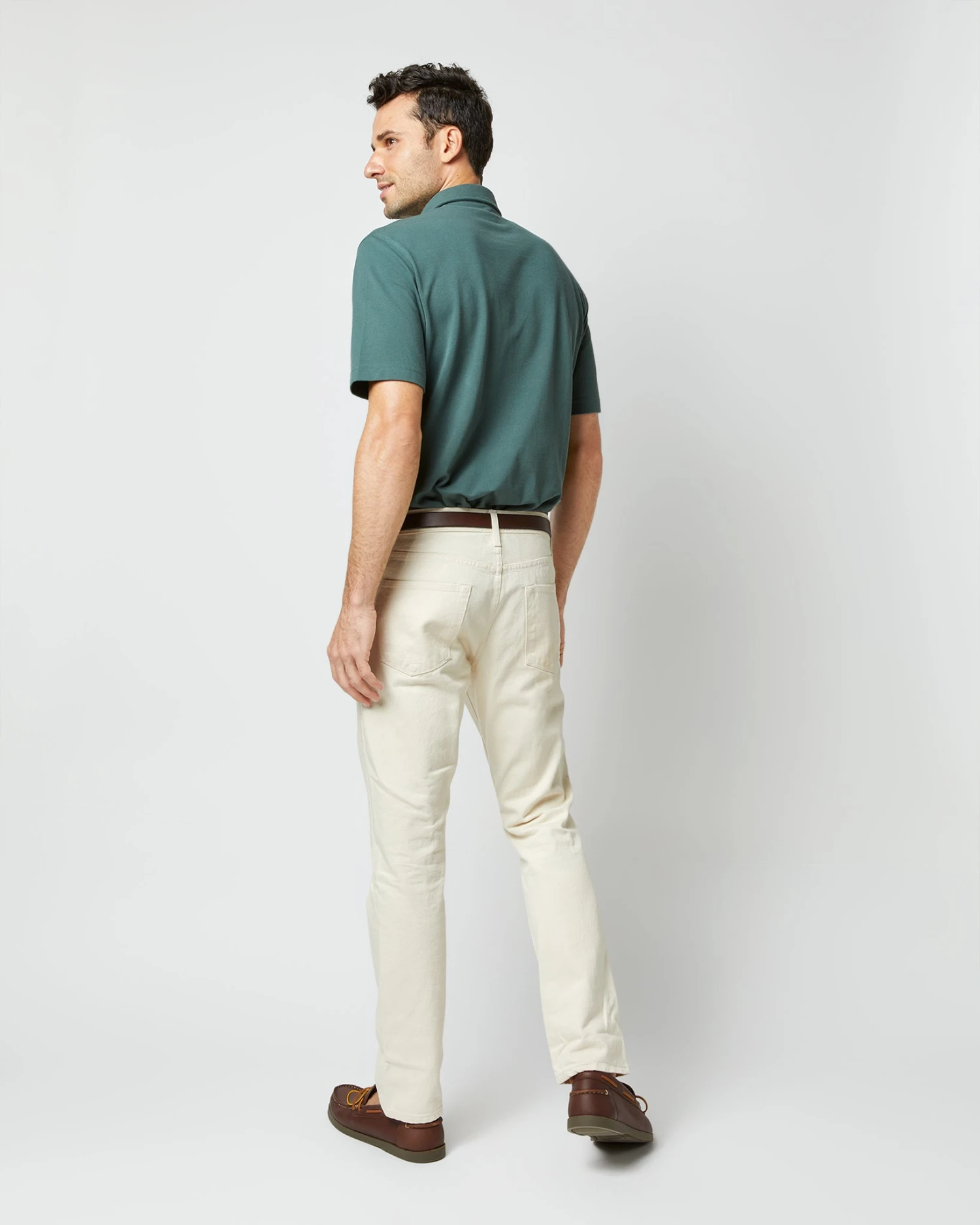 Short-Sleeved Polo In Dark Spruce Pima Pique 5 Short-Sleeved Polo In Dark Spruce Pima Pique - Image 5
