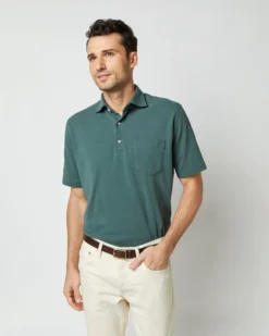 Short-Sleeved Polo In Dark Spruce Pima Pique 14 Short-Sleeved Polo In Dark Spruce Pima Pique -fashion S54070 433
