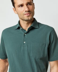 Short-Sleeved Polo In Dark Spruce Pima Pique 15 Short-Sleeved Polo In Dark Spruce Pima Pique -fashion S54070 446