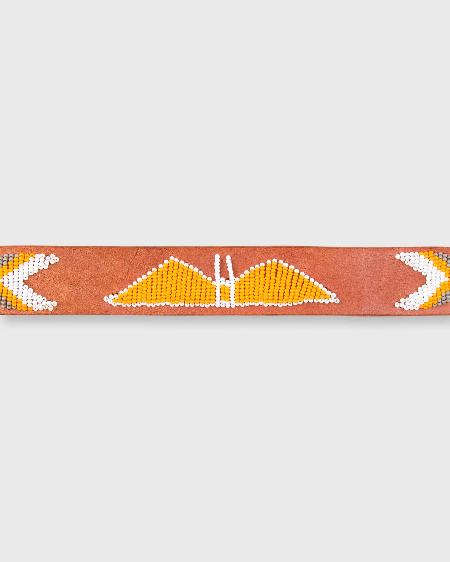 1.25" African Beaded Belt In Light Orange/Grey Eagle Design 2 1.25" African Beaded Belt In Light Orange/Grey Eagle Design - Image 2