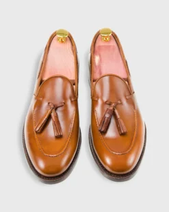 Italian Tassel Loafer In Medium Brown Calfskin