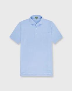 Short-Sleeved Polo In Light Blue Pima Pique