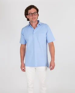 Short-Sleeved Polo In Light Blue Pima Pique -fashion S54992 5