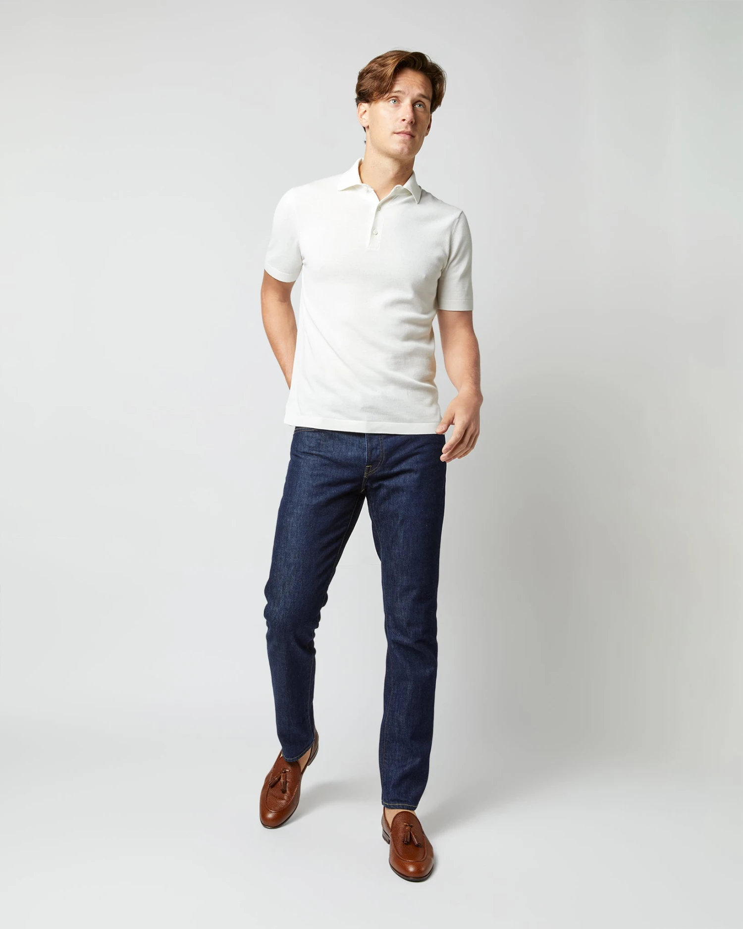 Rally Polo Sweater In Chalk Cotton 2 Rally Polo Sweater In Chalk Cotton - Image 2