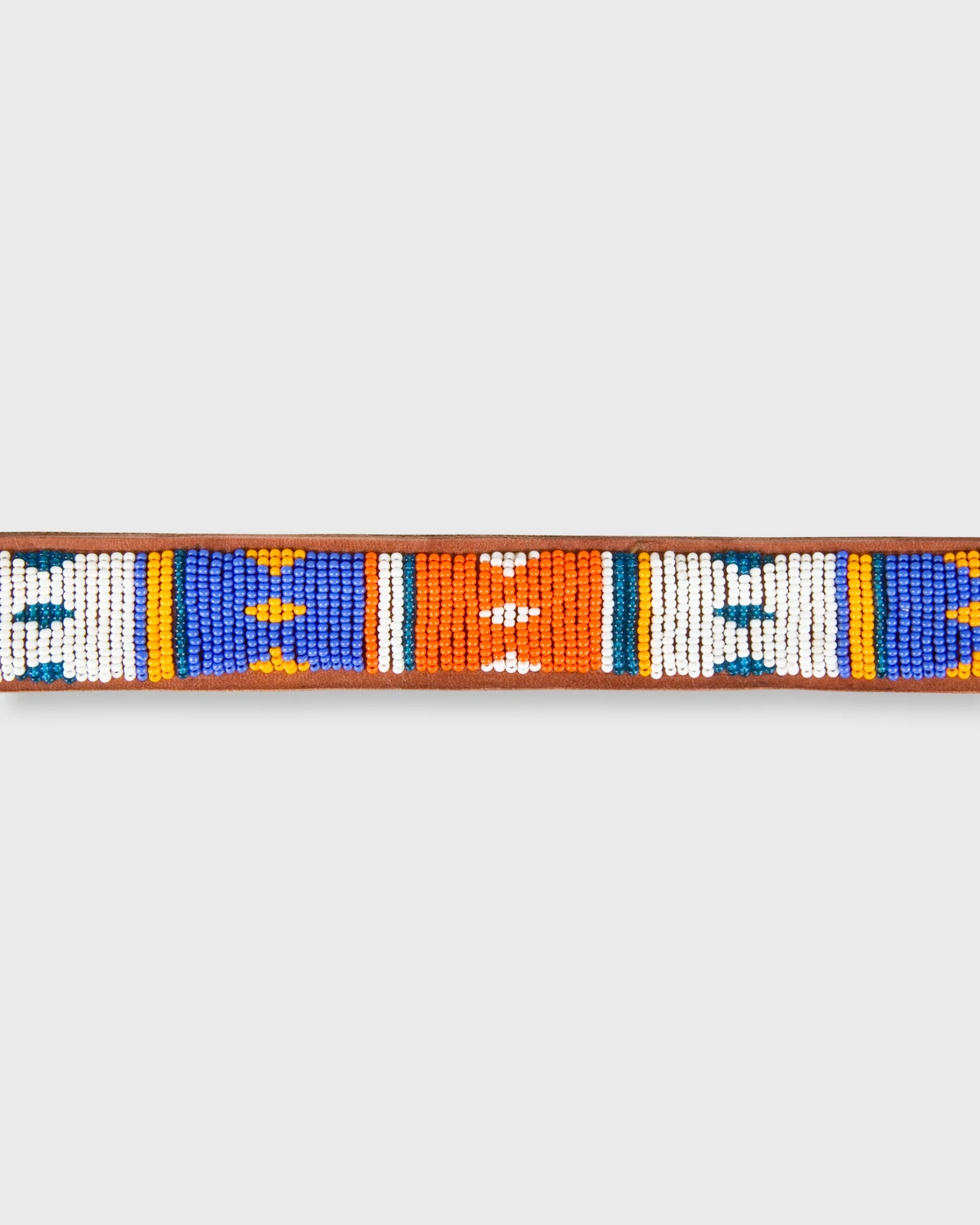 1.25" African Beaded Belt In Blue/Orange Multi Kite Design 2 1.25" African Beaded Belt In Blue/Orange Multi Kite Design - Image 2