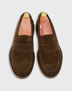 Handsewn Penny Loafer In Chocolate Suede