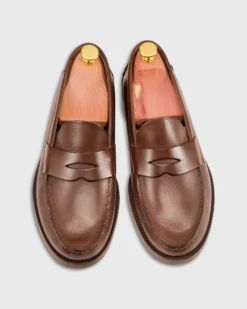 Handsewn Penny Loafer In Chocolate Grain Leather