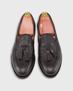 Italian Tassel Loafer In Dark Brown Sharkskin