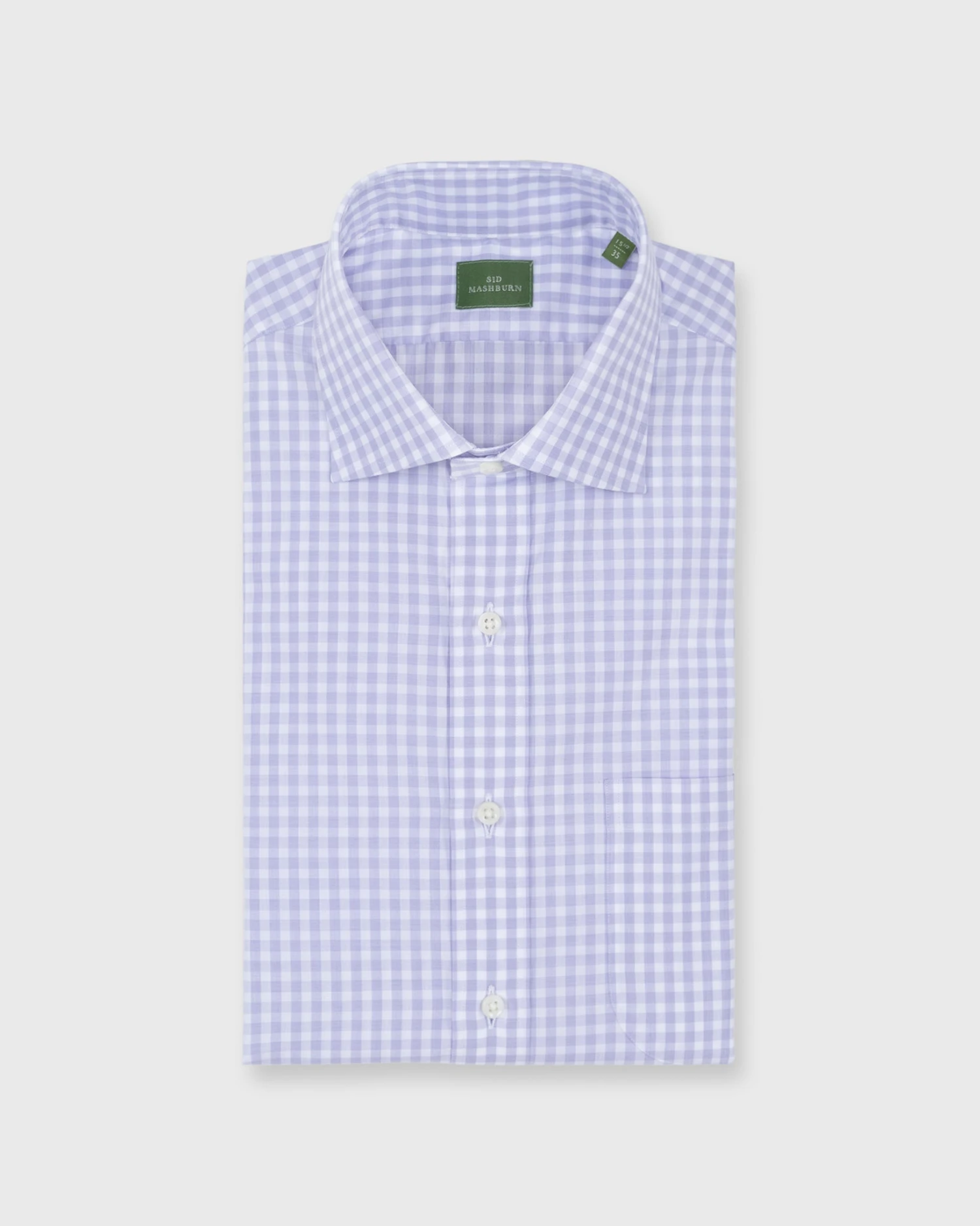 Spread Collar Dress Shirt In Lavender Gingham Poplin 1 Spread Collar Dress Shirt In Lavender Gingham Poplin