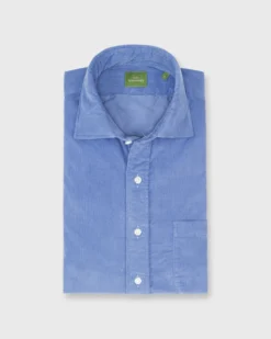 Spread Collar Sport Shirt In Periwinkle Corduroy