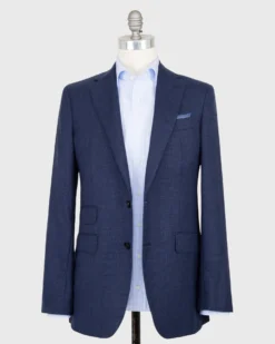 Kincaid No. 2 Jacket In Blue Wool Hopsack -fashion S57900 1