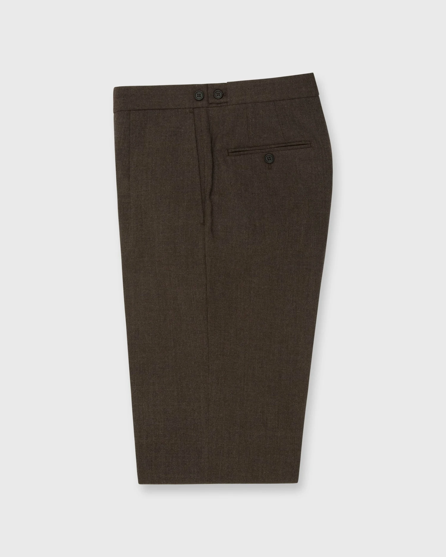 Pleated Dress Trouser In Coffee Wool Hopsack 2 Pleated Dress Trouser In Coffee Wool Hopsack - Image 2