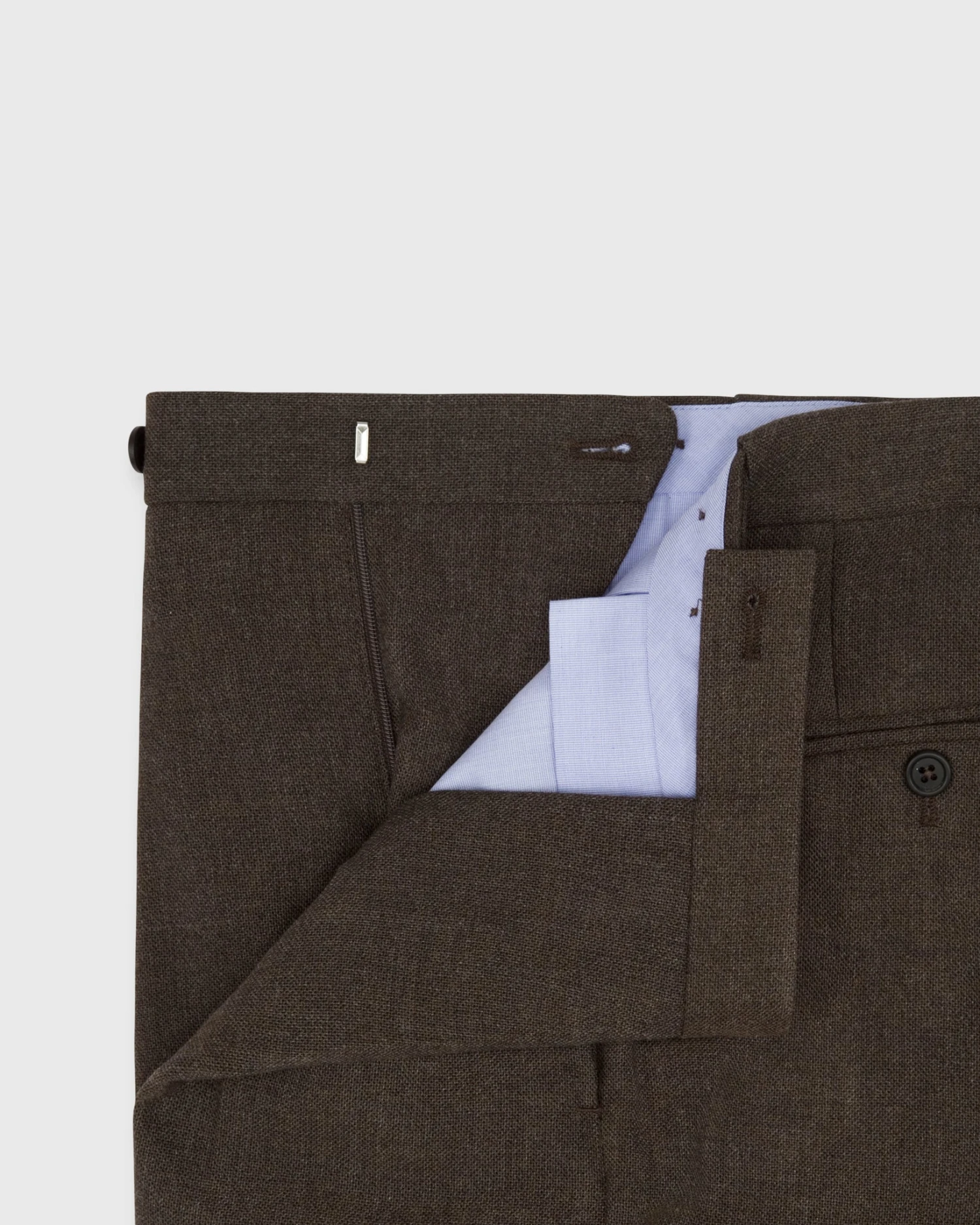 Pleated Dress Trouser In Coffee Wool Hopsack 3 Pleated Dress Trouser In Coffee Wool Hopsack - Image 3