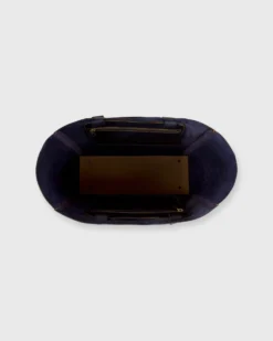 Leather Tote With Trolley Strap In Navy -fashion S58015 4