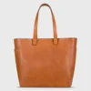 Leather Tote With Trolley Strap In English Tan