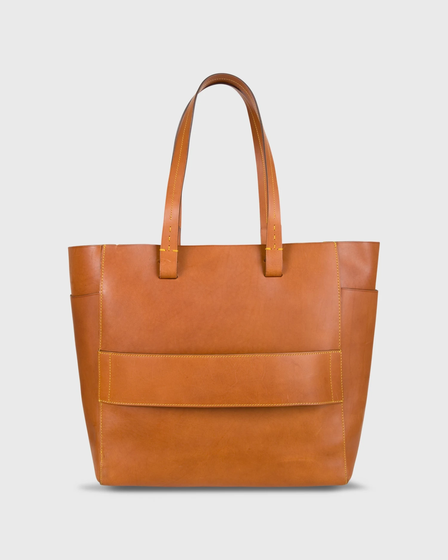Leather Tote With Trolley Strap In English Tan 2 Leather Tote With Trolley Strap In English Tan - Image 2