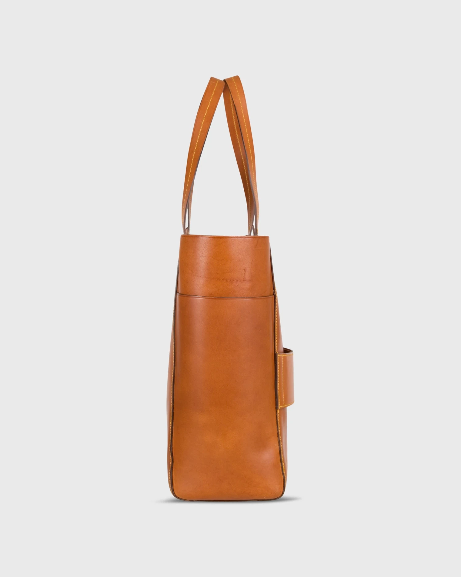 Leather Tote With Trolley Strap In English Tan 3 Leather Tote With Trolley Strap In English Tan - Image 3