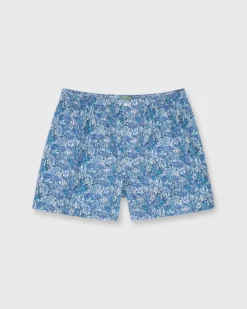 Button-Front Boxer Short In Blue Virginia Meadow Liberty Fabric