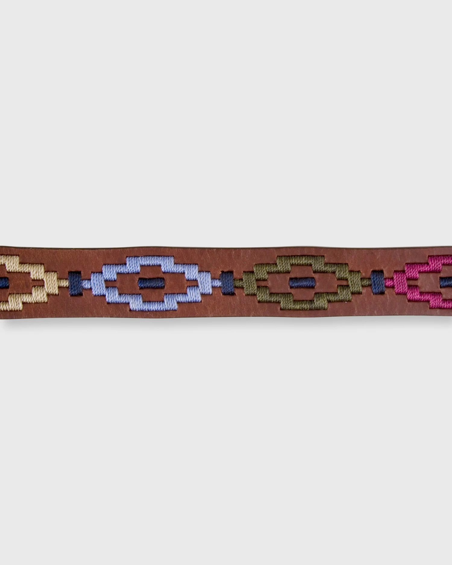 1 1/8" Polo Belt In Berry/Green/Navy Multi Medium Brown Leather 2 1 1/8" Polo Belt In Berry/Green/Navy Multi Medium Brown Leather - Image 2