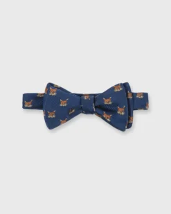 Silk Repp Club Bow Tie In Navy Fox