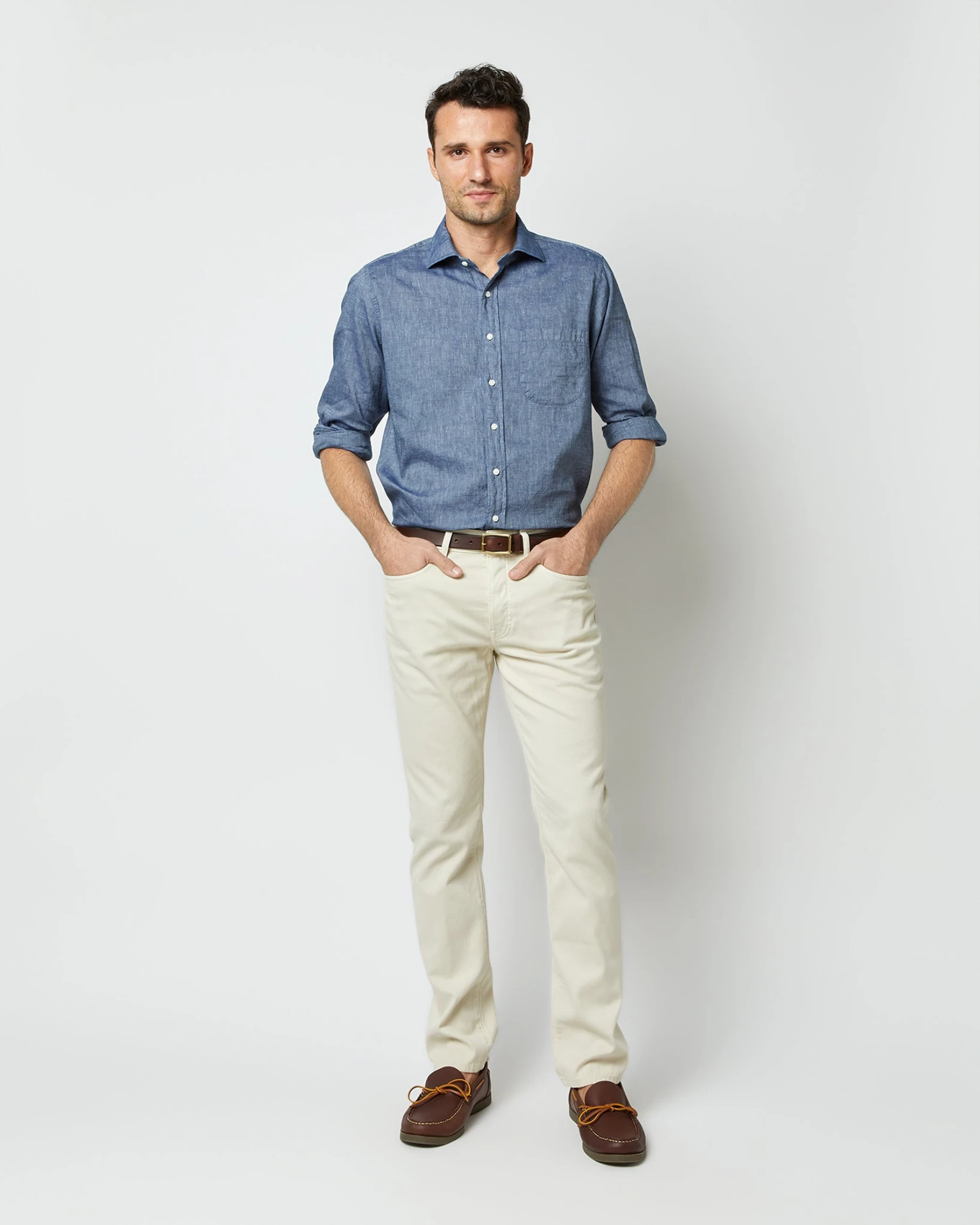 Slim Straight 5-Pocket Pant In Stone Bedford Cord 2 Slim Straight 5-Pocket Pant In Stone Bedford Cord - Image 2