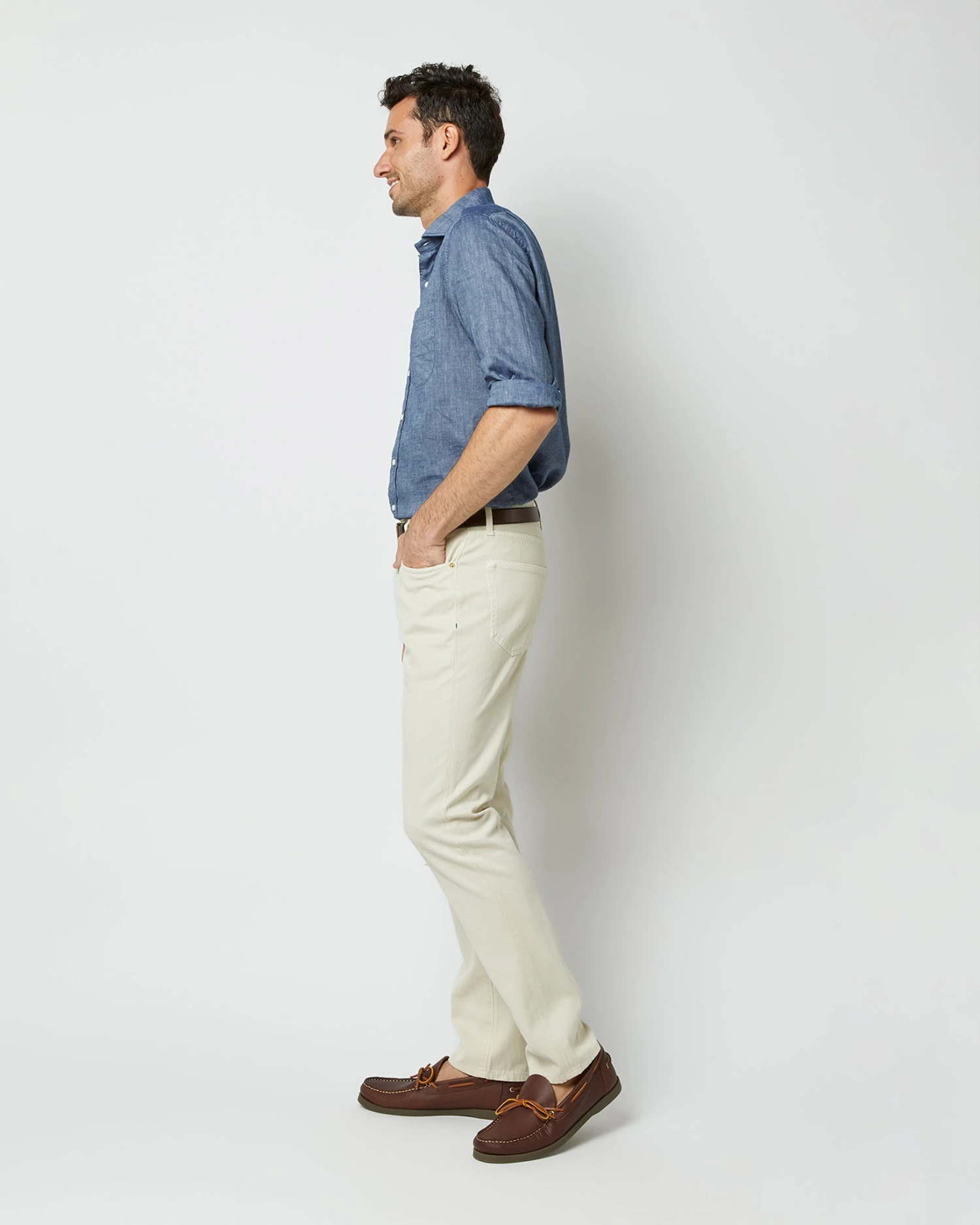 Slim Straight 5-Pocket Pant In Stone Bedford Cord 3 Slim Straight 5-Pocket Pant In Stone Bedford Cord - Image 3