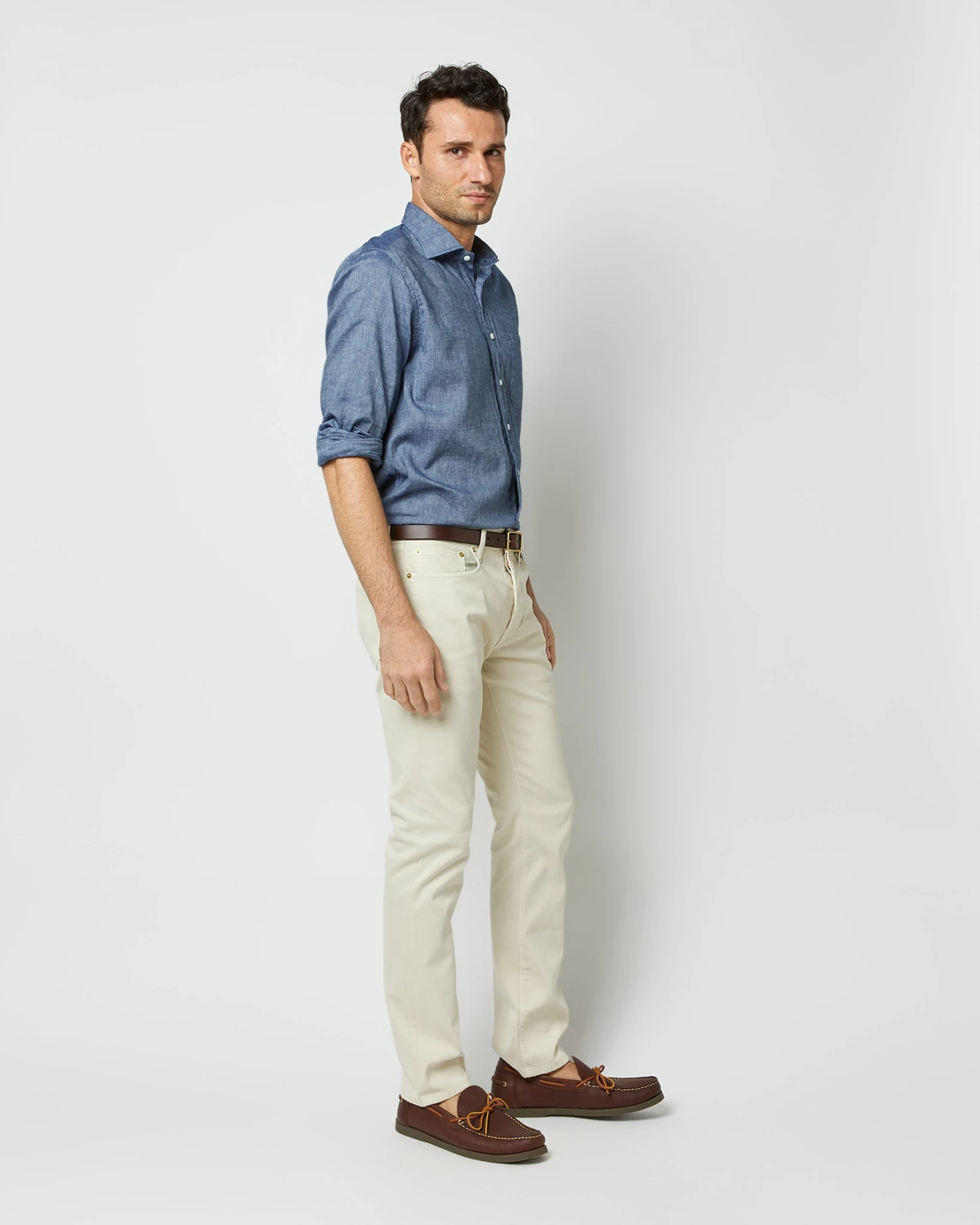 Slim Straight 5-Pocket Pant In Stone Bedford Cord 4 Slim Straight 5-Pocket Pant In Stone Bedford Cord - Image 4