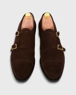 Double Monk Strap In Mocha Suede