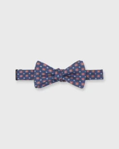 Silk Bow Tie In Denim/Rust/Sky Foulard
