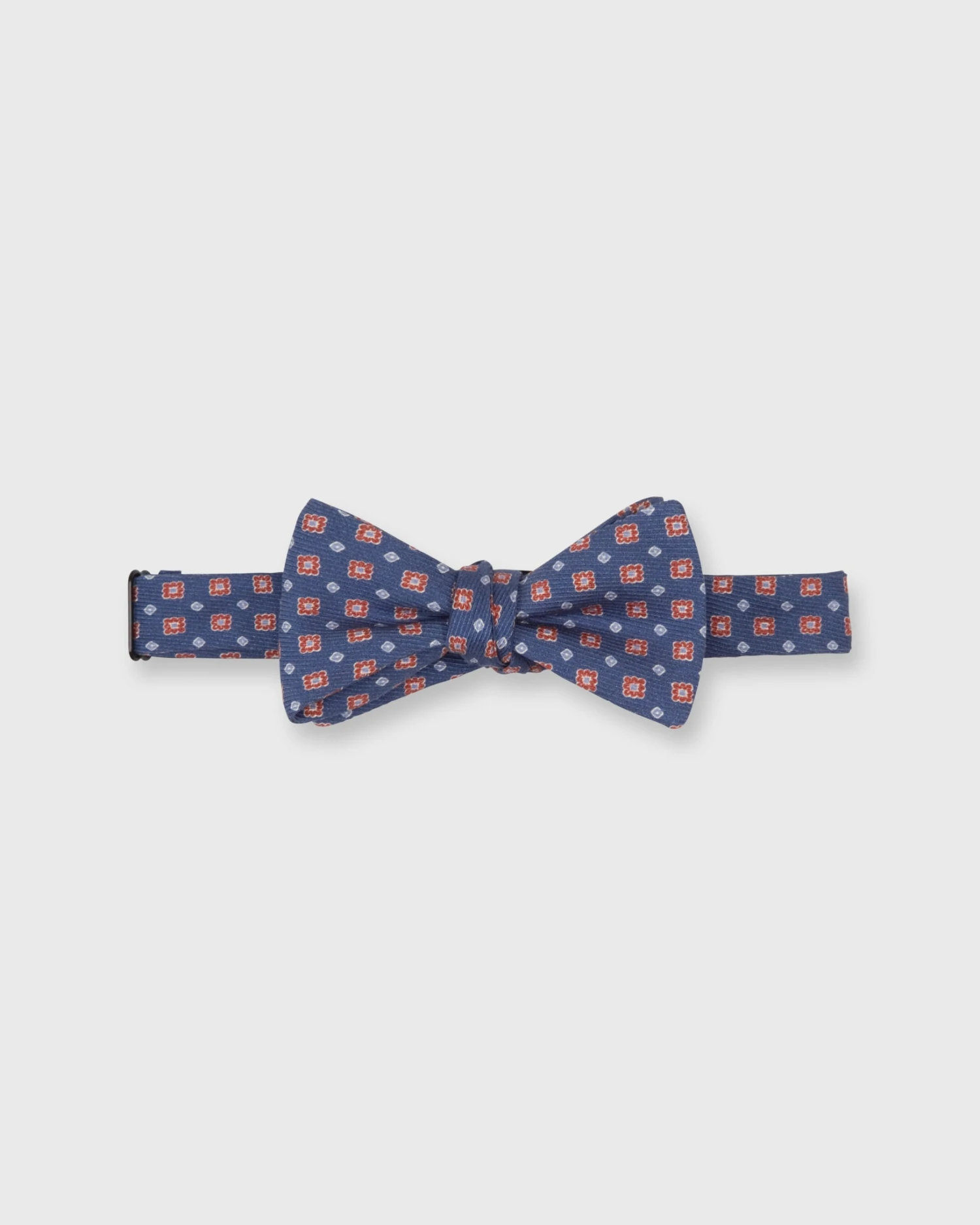 Silk Bow Tie In Denim/Rust/Sky Foulard 1 Silk Bow Tie In Denim/Rust/Sky Foulard