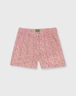 Button-Front Boxer Short In Red/White Chamomile Liberty Fabric