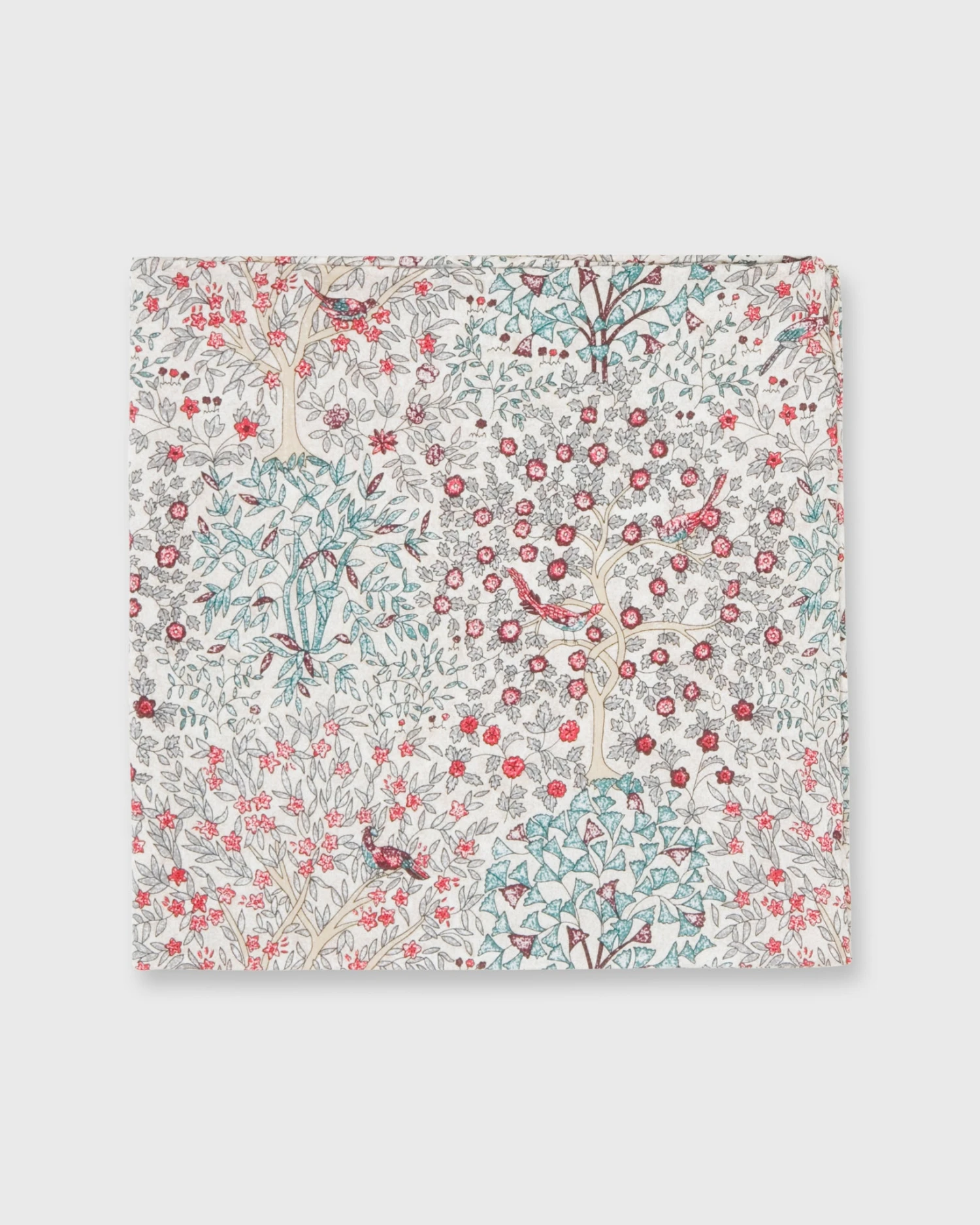 Cotton Print Pocket Square In Red/Green Jesse & Jean Liberty Fabric 1 Cotton Print Pocket Square In Red/Green Jesse & Jean Liberty Fabric