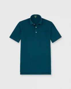 Short-Sleeved Polo In Heather Lake Pique