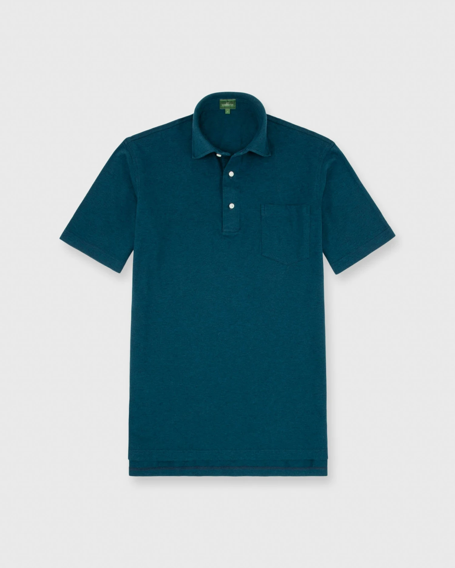 Short-Sleeved Polo In Heather Lake Pique 1 Short-Sleeved Polo In Heather Lake Pique