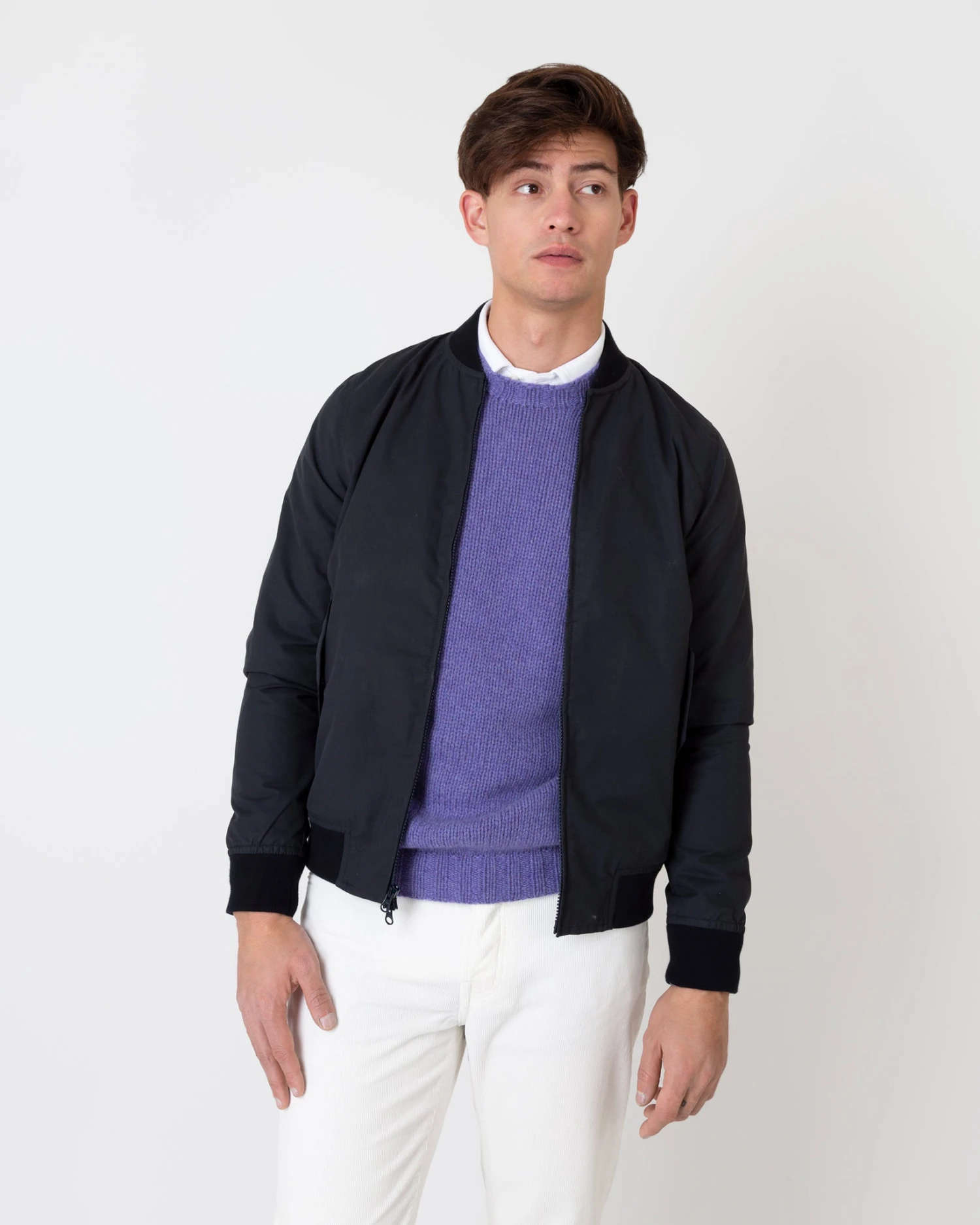 Bomber Jacket In Navy Dry Waxed Cotton 2 Bomber Jacket In Navy Dry Waxed Cotton - Image 2