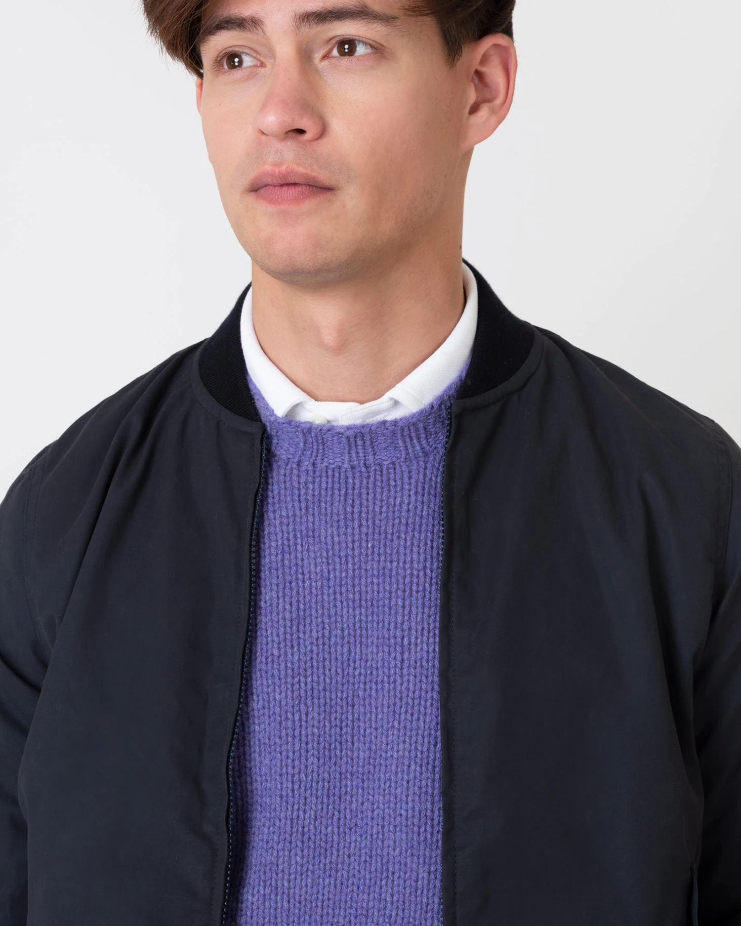 Bomber Jacket In Navy Dry Waxed Cotton 3 Bomber Jacket In Navy Dry Waxed Cotton - Image 3