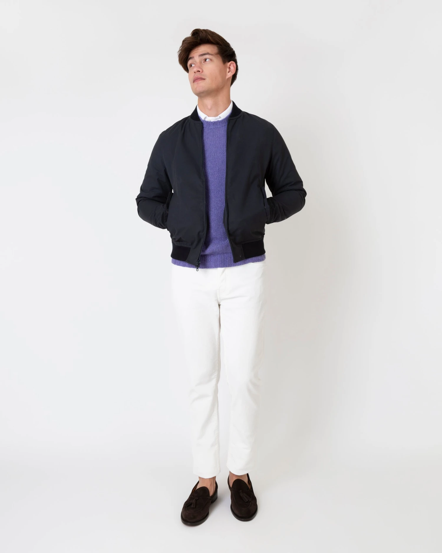 Bomber Jacket In Navy Dry Waxed Cotton 8 Bomber Jacket In Navy Dry Waxed Cotton - Image 8