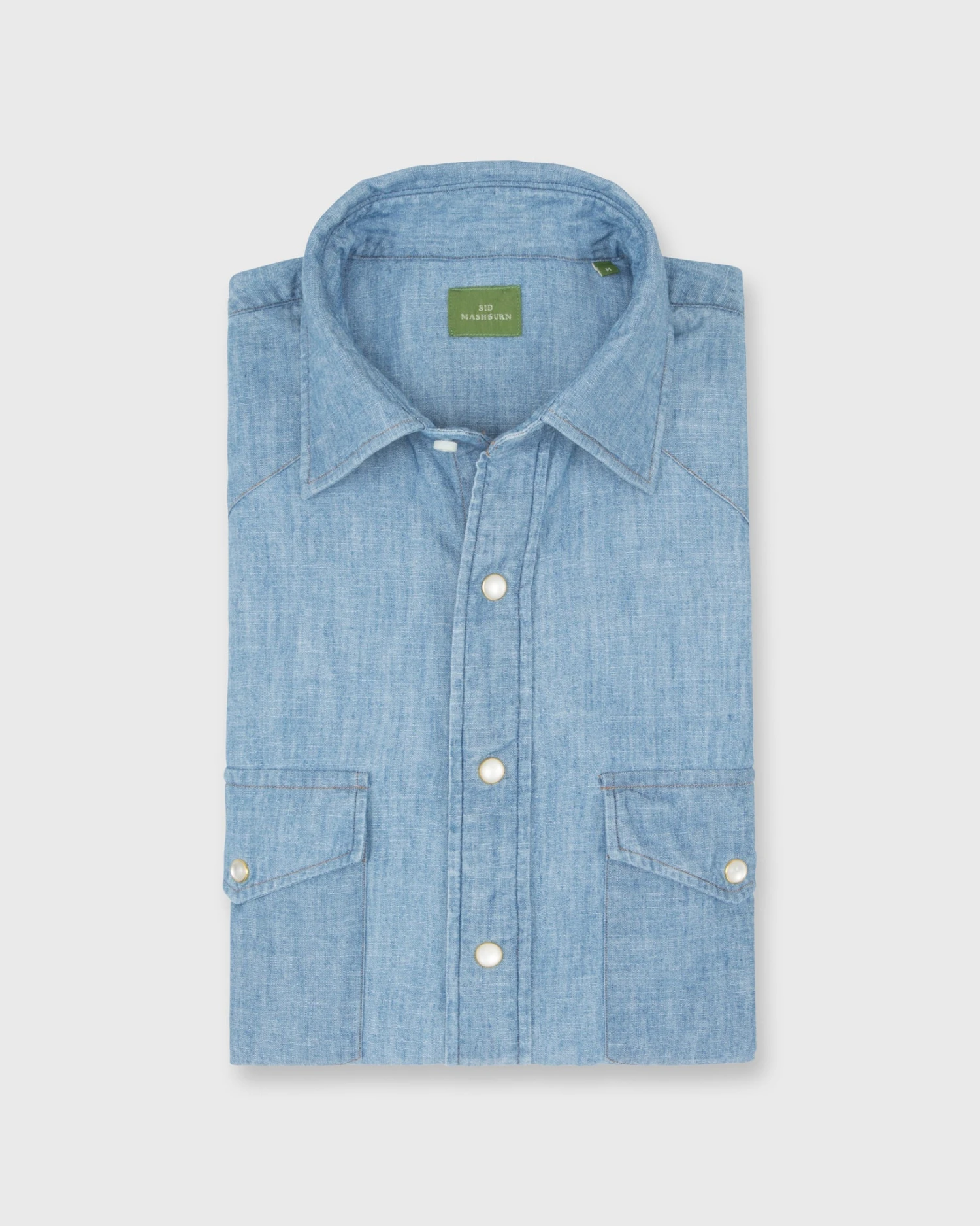 Western Work Shirt In Extra Light Wash Indigo Chambray 1 Western Work Shirt In Extra Light Wash Indigo Chambray