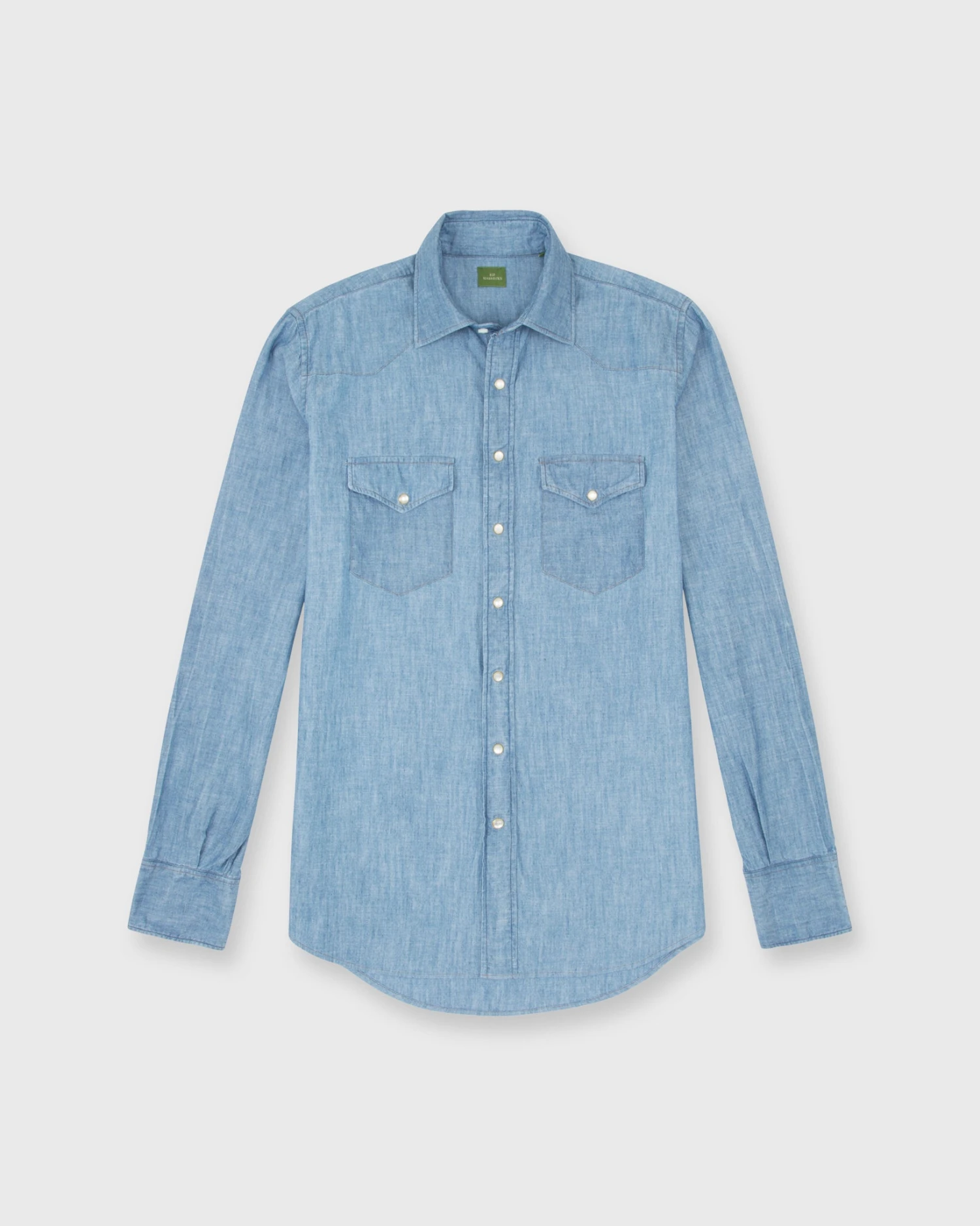 Western Work Shirt In Extra Light Wash Indigo Chambray 8 Western Work Shirt In Extra Light Wash Indigo Chambray - Image 8