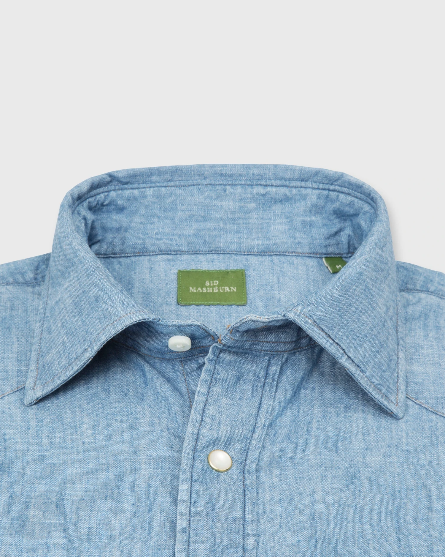 Western Work Shirt In Extra Light Wash Indigo Chambray 9 Western Work Shirt In Extra Light Wash Indigo Chambray - Image 9