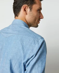 Western Work Shirt In Extra Light Wash Indigo Chambray 15 Western Work Shirt In Extra Light Wash Indigo Chambray -fashion S63729 8581