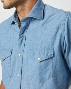 Western Work Shirt In Extra Light Wash Indigo Chambray 16 Western Work Shirt In Extra Light Wash Indigo Chambray -fashion S63729 8590