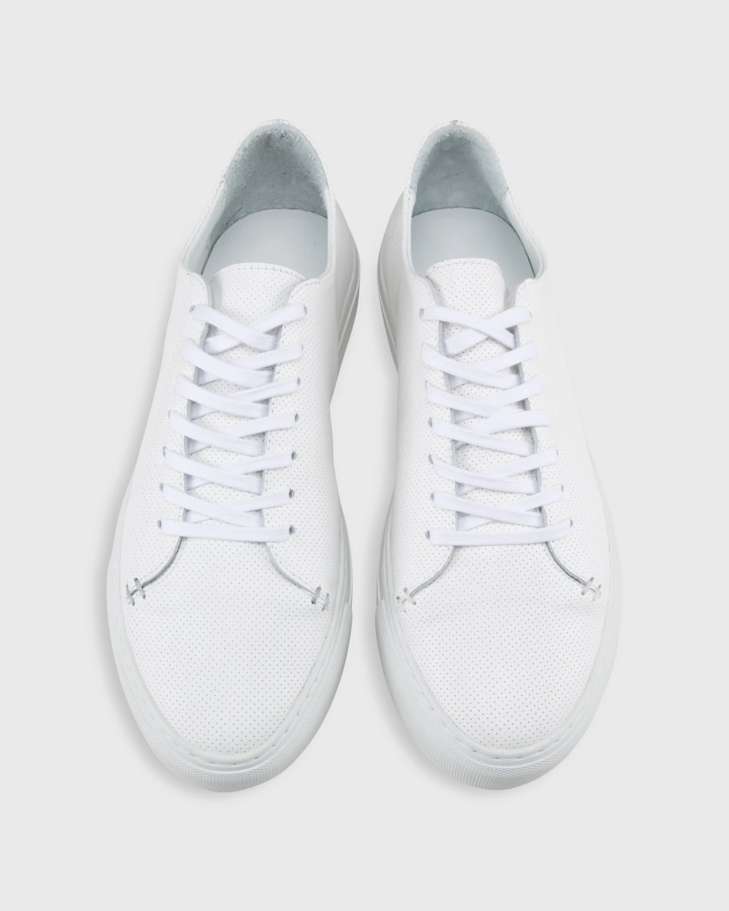 Low-Top Lace-Up Sneaker In White Perforated Leather 1 Low-Top Lace-Up Sneaker In White Perforated Leather
